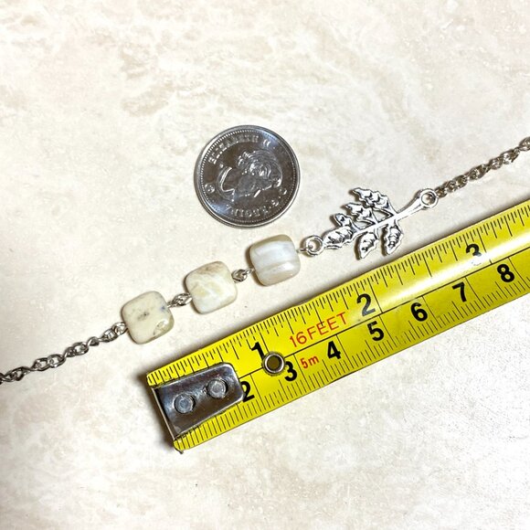 2/$20, Yellow Calcite Leaf Branch Necklace, Genuine Gemstone Stainless Chain - Picture 12 of 14